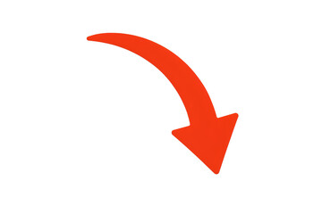 Vibrant Orange Arrow Curving Downwards on Transparent Background