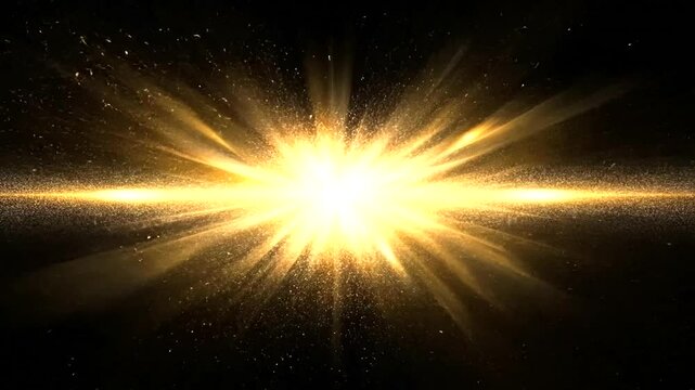 Golden light bursts forth amidst darkness