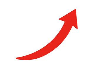 Red Curve Upward Arrow Pointing Diagonal on Transparent Background