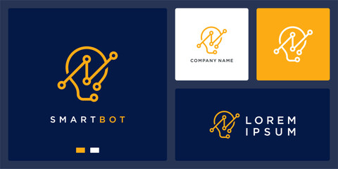 Naklejka premium Smart bot logo design inspiration