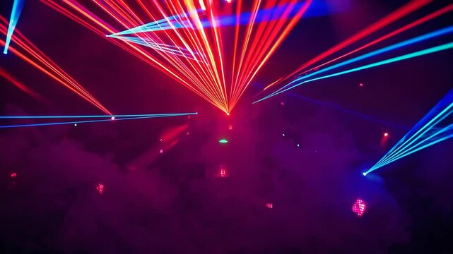 Vibrant Stage Light Show with Smoke, Neon Lasers, and Dynamic 3D Animation - Perfect for Concerts, Clubs, and Music Venues