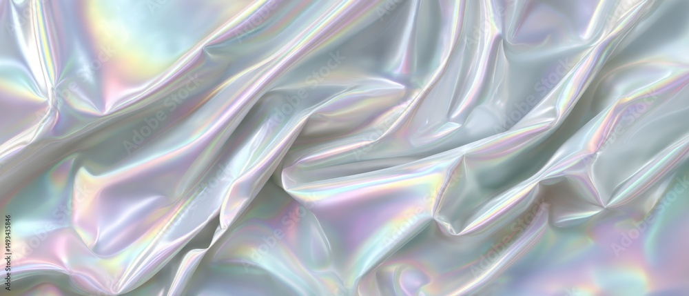 Aufkleber iridescent fabric texture close up showing rainbow colors and folds abstract background material des