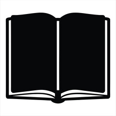 Simplified black and white icon representing an open book with blank pages