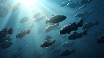 Fototapeta premium school of fish swimming in sync