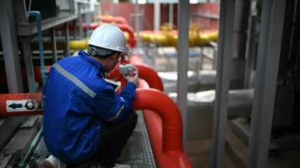 Engineer Overseeing Industrial Cooling System,Factory Technician Performing Machine Maintenance,Monitoring Machinery in Production Facility