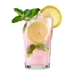  Glass of Rosewater Lemonade with Mint on Transparent Background