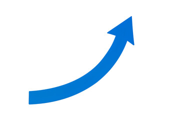 Upward blue arrow graphic on transparent background for growth
