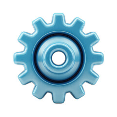 3D Rendering of Gears Icon for Settings on Transparent Background
