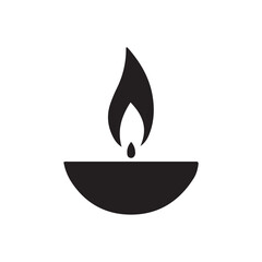 Black candle icon. Fire candle vector symbol