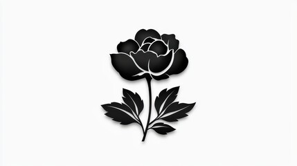 Elegant Black Rose Illustration on Minimalistic Background Ideal for Modern Design and Decoration Projects