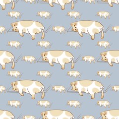 Fat cat with dangling legs is suitable for screen printing on surfaces.