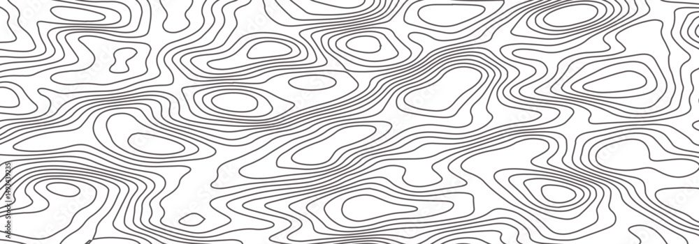Poster abstract topographic map contour, white background and black wave lines pattern texture. geographic 