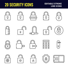 Set of 20 Security Icon Illustrations