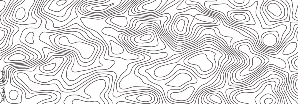 Poster abstract topographic map contour, white background and black wave lines pattern texture. geographic 