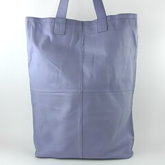 Stylish Periwinkle Leather Tote Bag, Fashionable Shopping Accessory