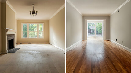 Spacious Empty Living Room with Natural Light and Wooden Floors
