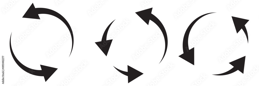 Poster circle arrow icon set. circular arrow icon, refresh, reload arrow icon symbol sign, vector illustrat