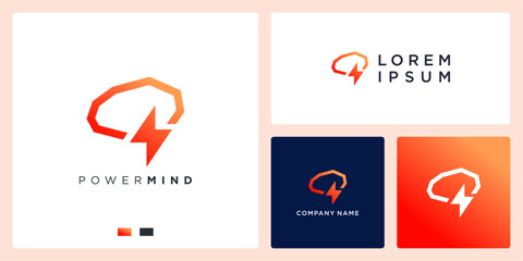 Power mind with flash logo idea