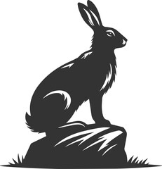 Drawing of a hare black animal silhouette