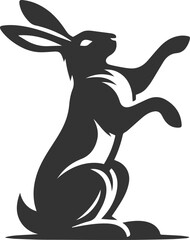 Drawing of a hare black animal silhouette