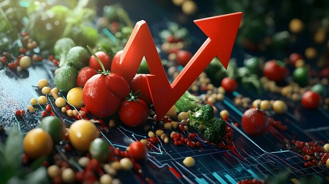 Healthy food and upward financial growth.