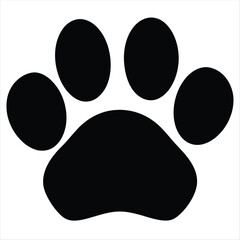 Black and white graphic of a paw print for animal lovers