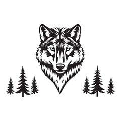 fox head logo design of black silhouette vector illustration