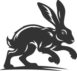 Drawing of a hare black animal silhouette