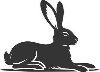 Drawing of a hare black animal silhouette