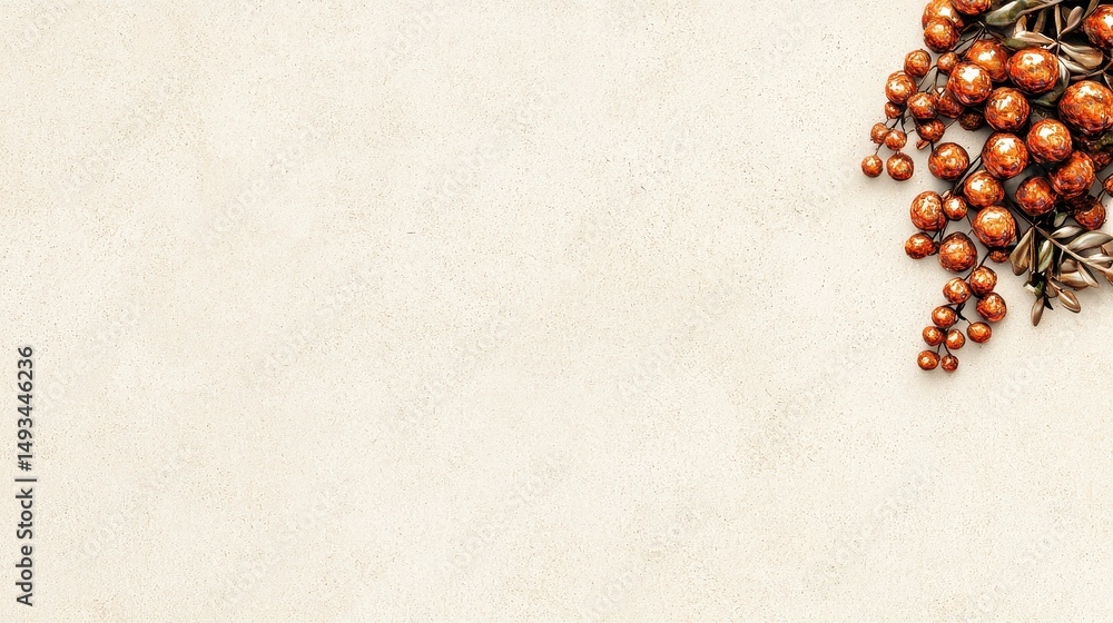 Poster elegant background with golden decorative elements and textured beige surface for design projects