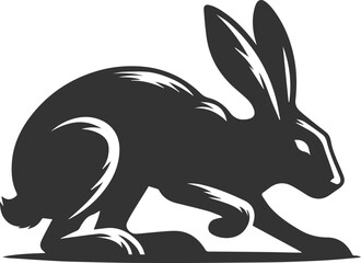 Drawing of a hare black animal silhouette