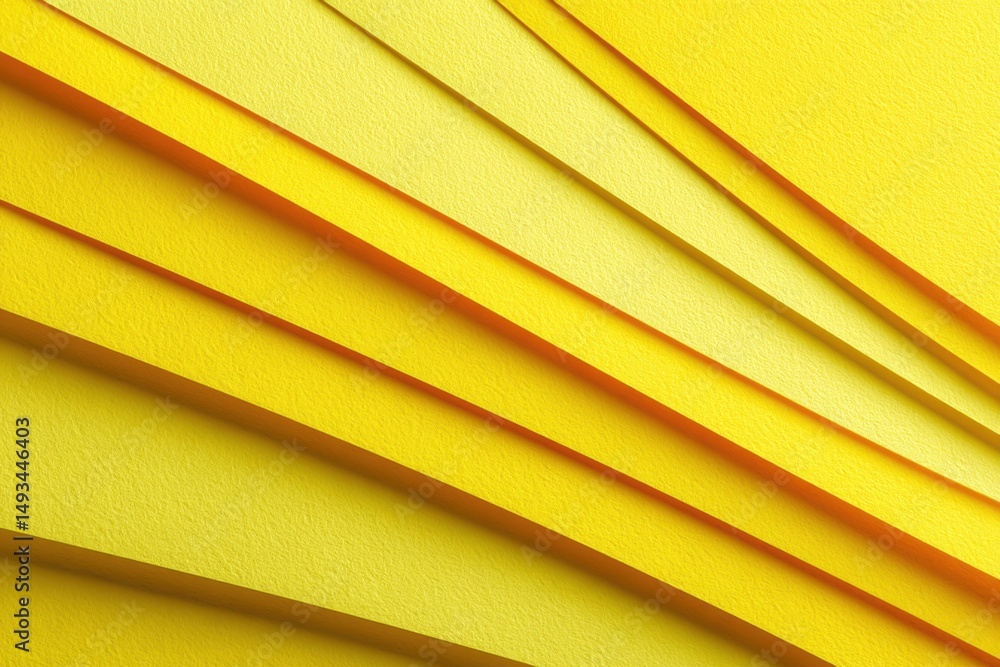 Poster abstract yellow paper layers creating a geometric pattern with diagonal lines and textured surfaces 