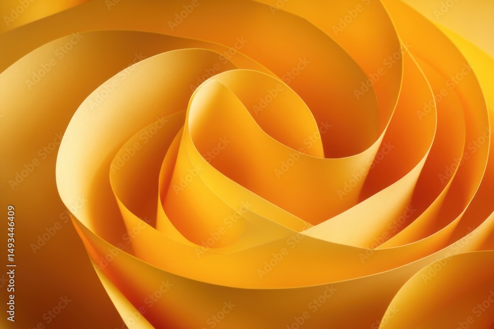 Poster abstract yellow paper swirls close up macro shot for backgrounds and textures with soft lighting and