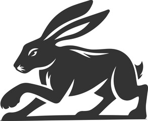 Drawing of a hare black animal silhouette