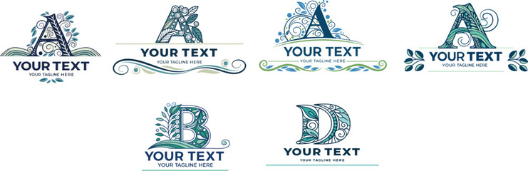 Decorative floral Alphabet Ancient Style Antique Stock Vector