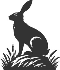 Drawing of a hare black animal silhouette