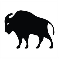 Silhouette of American Bison Standing Proudly Against a White Background Art