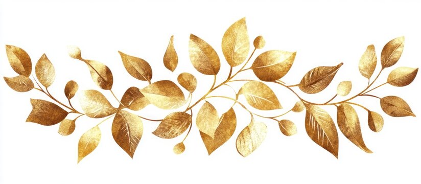 Elegant golden foliage design element for stationary and wedding invitations
