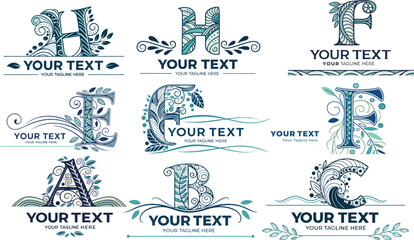 Decorative floral Alphabet Ancient Style Antique Stock Vector