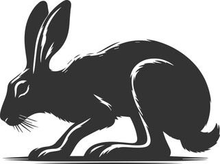 Drawing of a hare black animal silhouette