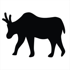 Silhouette of a reindeer or caribou, depicted walking against a white background