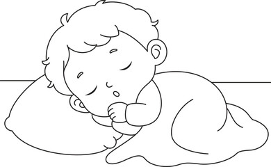 The baby sleeping coloring page for kids