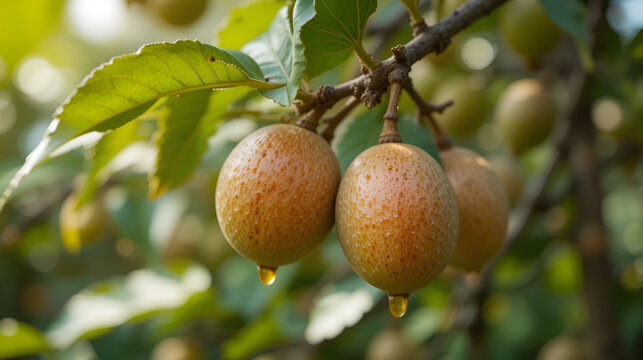 sapodilla, the fruit has a sweet fresh taste on sapodilla tree, sapodilla plum in the garden fruit
