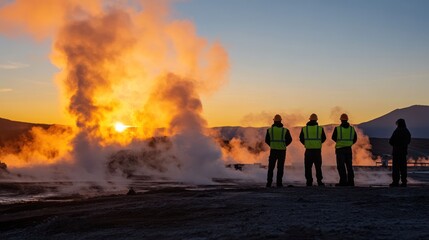 Engineers Monitor Geothermal Activity at Dawn, Harnessing Earth's Power