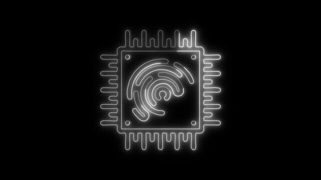Biometric Chip Icon HD Video black background - Powered by Adobe