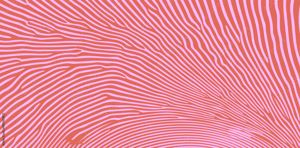 Poster bold abstract vector pattern with wavy, organic stripes in pink and terracotta. this groovy, retro-i