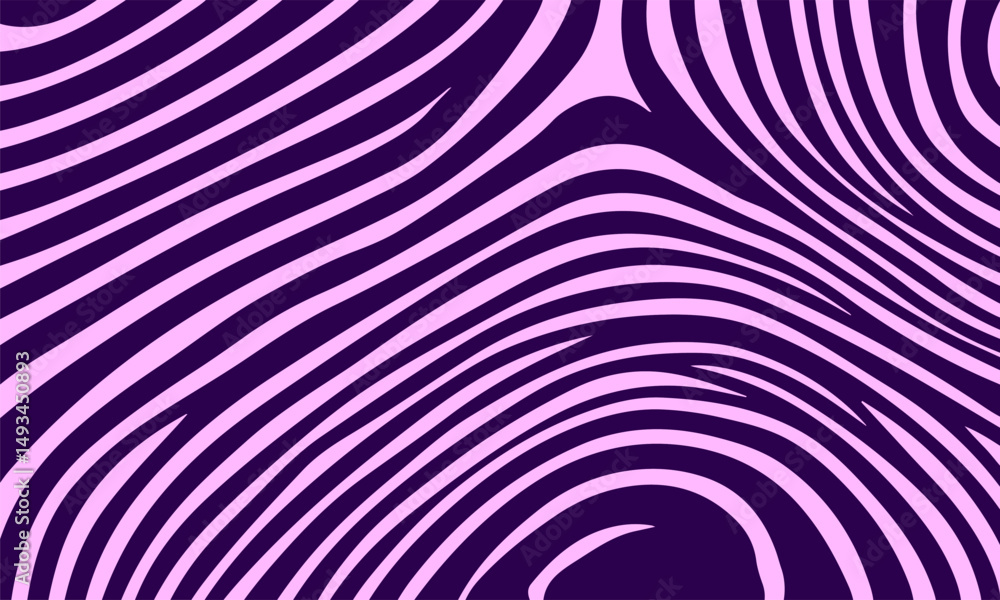 Aufkleber Vector illustration features abstract, wavy contour lines in violet shades. Created in a modern psychedelic style, it's perfect for bold, energetic, and eye-catching pattern designs.
