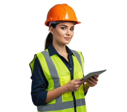 Female Construction Worker with Tablet