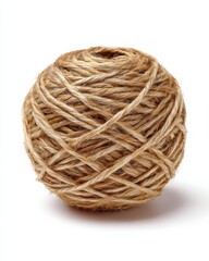 Obraz premium A ball of natural beige and brown yarn, ready for crafting.