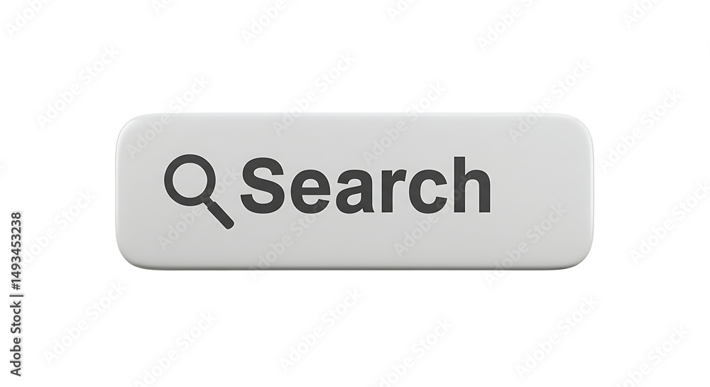 Poster a close up of a white search button with a magnifying glass and the word search on it